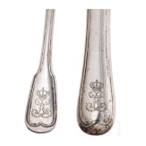 King Ludwig II of Bavaria - four pieces of silver cutlery with entwined monogram "L", probably Joseph Weber, Munich, circa 1830/40 and after 1864