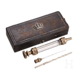 King Ludwig II of Bavaria - a syringe set in leather case with applied royal crown, C. Stiefenhofer, circa 1875