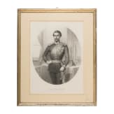 Vier bayerische Uniformportraits als gerahmte Lithographien, 19. Jhdt.