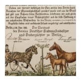 August Graf von Bismarck (1849 - 1920) - a honorary membership document of the "Verein Deutscher Trabrennstallbesitzer und Traberz&uuml;chter zu Berlin", 1912