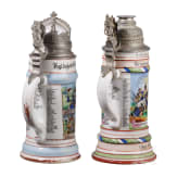 Four regimental stein mugs of the Royal Bavarian Infantry, until 1910