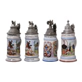 Four regimental stein mugs of the Royal Bavarian Field Artillery, 1899 - 1906