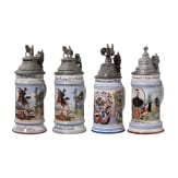 Four regimental stein mugs of the Royal Bavarian Field Artillery, 1899 - 1906