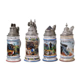 Four regimental stein mugs of the Royal Bavarian Foot Artillery, 1895 - 1908