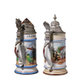 Four regimental stein mugs of the Royal Bavarian Foot Artillery, 1895 - 1908