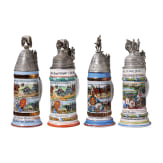 Four regimental stein mugs of the Royal Bavarian Artillery, 1906 - 1914