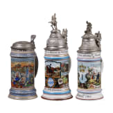 Three Royal Bavarian regimental stein mugs, 1897 - 1919