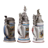 Three Royal Bavarian regimental stein mugs, 1897 - 1919