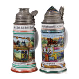 Two Bavarian and Saxon regimental stein mugs of Machine Gun companies, 1907-14