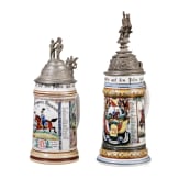 Five regimental stein mugs, W&uuml;rttemberg, Baden and IR 56, 1896 - 1907