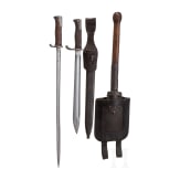 Two bayonets and a field spade