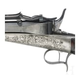 Schwerkraft-Lade-Pistole, System Colette, um 1860, im Kasten