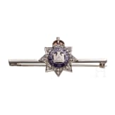 Regimentsbrosche des Devonshire-Regiments aus Wei&szlig;gold und Diamanten, um 1940