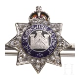 Regimentsbrosche des Devonshire-Regiments aus Wei&szlig;gold und Diamanten, um 1940