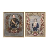 Zwei patriotische Seidenstickbilder, 19./20. Jhdt.
