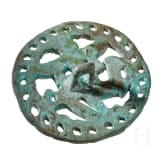 Compartmentsiegel aus Bronze mit gefl&uuml;gelter "G&ouml;ttin" auf Tier, Baktrien, 2. Jtsd. v. Chr.