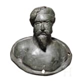 Bronzeapplike mit B&uuml;ste eines Germanen mit Haarknoten, r&ouml;misch, sp&auml;tes 2. Jhdt. n. Chr.