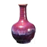 Ringhals-Vase aus Porzellan mit Flamb&eacute;-Glasur, China, 19. Jhdt.