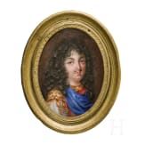 Portr&auml;t des franz&ouml;sischen K&ouml;nigs Louis XIV. (1643 - 1715), fein gemalte Miniatur, wohl Frankreich, 18. Jhdt.
