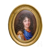 Portr&auml;t des franz&ouml;sischen K&ouml;nigs Louis XIV. (1643 - 1715), fein gemalte Miniatur, wohl Frankreich, 18. Jhdt.
