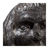 Romanischer m&auml;nnlicher Kopf aus pierre noire de Tournai, Tournai, 12. Jhdt.