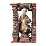 Bedeutende Prozessionsstange mit Hl. Nikolaus, s&uuml;ddeutsch, um 1680