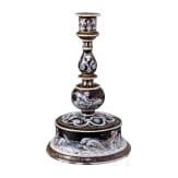 Gro&szlig;er Kupfer- und Emaille-Glockenfu&szlig;leuchter, Limoges, Frankreich, 19. Jhdt.