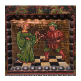 Bemaltes K&auml;stchen im Stil des fl&auml;mischen 16. Jhdts., Historismus, deutsch/&Ouml;sterreich, 19. Jhdt.