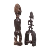 Blolo-bla-Figur und Webrollenhalter, Baule, Elfenbeink&uuml;ste, 20. Jhdt.