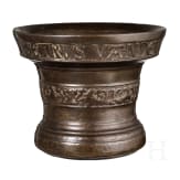 A bronze mortar by Peter van den Ghein I, dated 1545