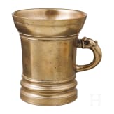 A Tyrolean dolphin handled mortar, 17th century