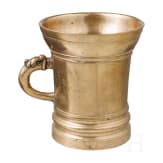 A Tyrolean dolphin handled mortar, 17th century
