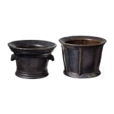 A Spanish and a German mortar, 18th century