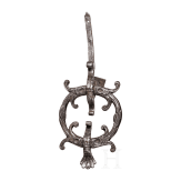A South German wrought iron Renaissance door pull, circa 1600