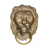 A German lion's head door pull, 18th century