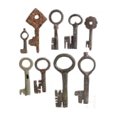 Nine small German keys, 13th - 16th century