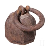 A South German wrought iron weight of eight pounds, 16th/17th century