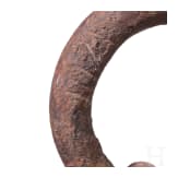 A South German wrought iron weight of eight pounds, 16th/17th century