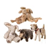 F&uuml;nf Steiff-Tiere, deutsch, 20. Jhdt.