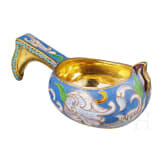 Kleiner Cloisonn&eacute;-Emaille-Kowsch, Russland, neuzeitlich