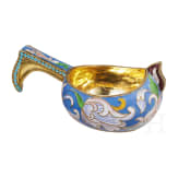 Kleiner Cloisonn&eacute;-Emaille-Kowsch, Russland, neuzeitlich