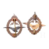 Zwei Feldpilotenabzeichen, 1. Modell bis 1916