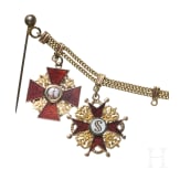F&uuml;nfteiliges Miniaturenkettchen mit St.-Anna-, zwei St.-Stanislaus-, St.-Georgs-Orden und Kr&ouml;nungsmedaille, um 1910
