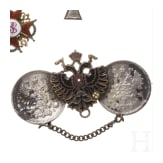 F&uuml;nfteiliges Miniaturenkettchen mit St.-Anna-, zwei St.-Stanislaus-, St.-Georgs-Orden und Kr&ouml;nungsmedaille, um 1910