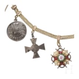 F&uuml;nfteiliges Miniaturenkettchen mit St.-Anna-, zwei St.-Stanislaus-, St.-Georgs-Orden und Kr&ouml;nungsmedaille, um 1910
