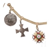 F&uuml;nfteiliges Miniaturenkettchen mit St.-Anna-, zwei St.-Stanislaus-, St.-Georgs-Orden und Kr&ouml;nungsmedaille, um 1910