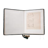 Grafen von Buquoy de Longueval - zwei Ehrenurkunden zum 50-j&auml;hrigen Dienstjubil&auml;um f&uuml;r Simeon Hahn 1897 bzw. Ing. Carl Hahn 1930