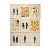 32 gro&szlig;formatige Tafeln mit russischen Uniformen und Waffen, haupts&auml;chlich f&uuml;r Offiziere der kaiserlichen russischen Marine, Russland, St. Petersburg, datiert 1899