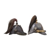 Zwei Helme M 1848 der Landwehrinfanterie