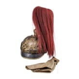 Helm M 1886 f&uuml;r einen Reservisten mit Paradebusch und Helm&uuml;berzug